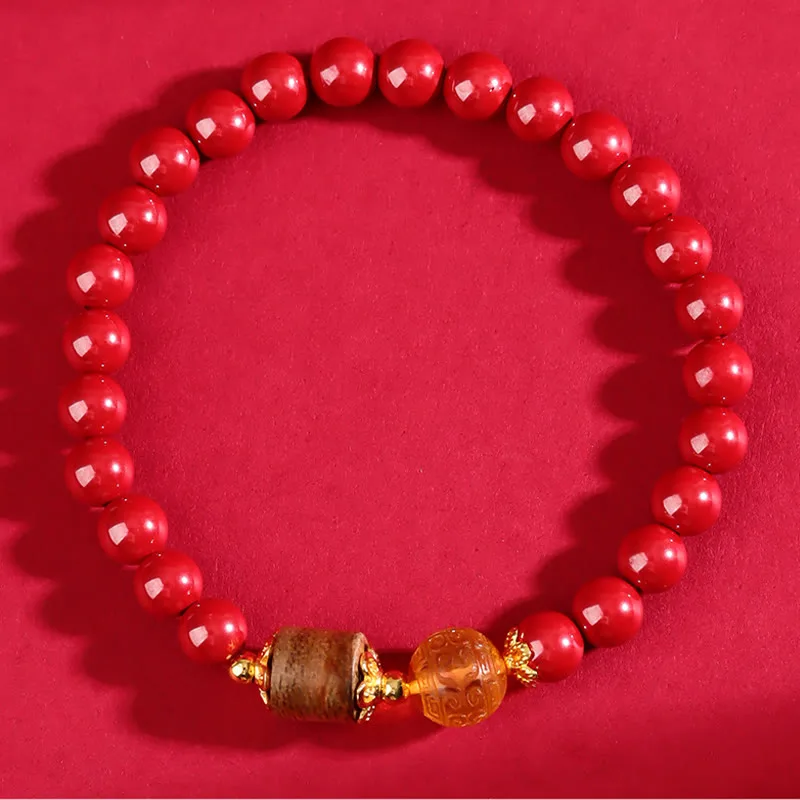 Mythstone Cinnabar Amber Agarwood Blessing Bracelet - Image 12