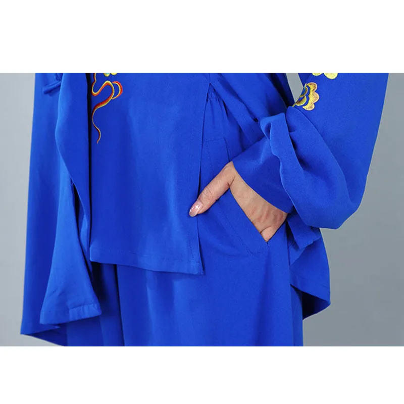 Mythstone 2Pcs Fall Colorful Auspicious Clouds Tai Chi Meditation Qigong Zen Practice Unisex Cotton Clothing Set - Image 16