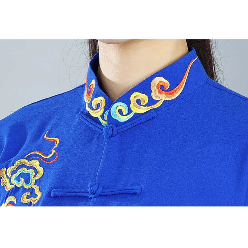 Mythstone 2Pcs Fall Colorful Auspicious Clouds Tai Chi Meditation Qigong Zen Practice Unisex Cotton Clothing Set - Image 14