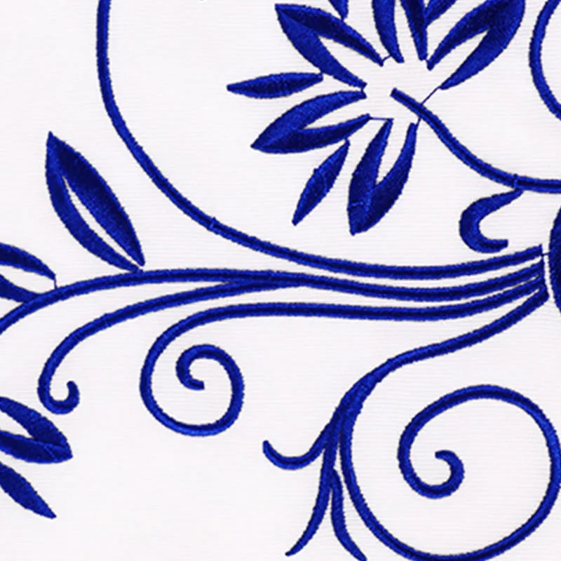 Mythstone 2Pcs Fall Blue Embroidery Flowers Frog-Button Tai Chi Meditation Qigong Zen Practice Unisex Cotton Clothing Set - Image 12