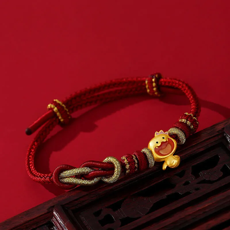Mythstone Red String 925 Sterling Silver Year of the Snake Cute Crown Snake Strength Bracelet - Image 3
