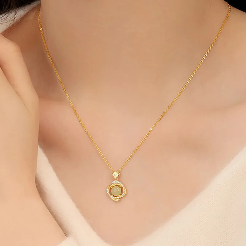 Mythstone Hetian Jade 925 Sterling Silver Year of the Snake Abundance Necklace Pendant - Image 5