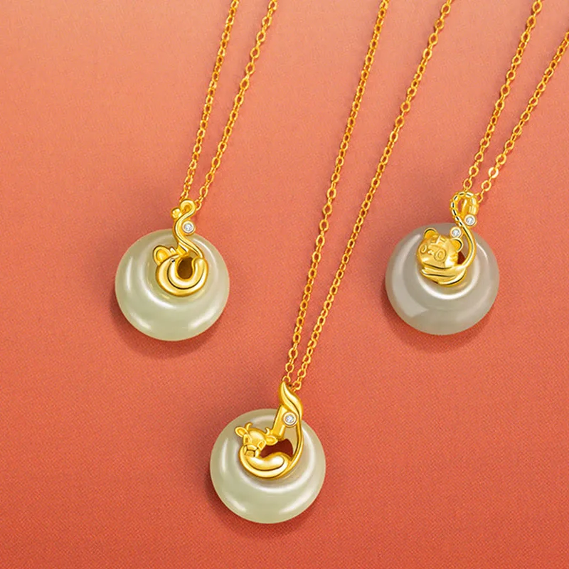 Mythstone Chinese Zodiac Hetian Jade 925 Sterling Silver Abundance Necklace Pendant - Image 32