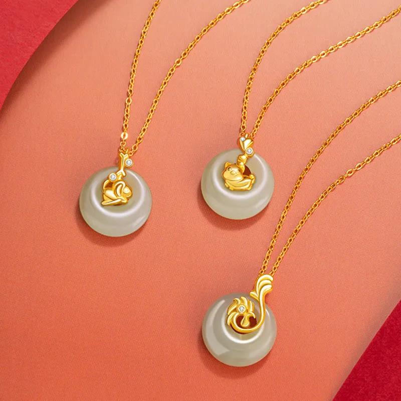 Mythstone Chinese Zodiac Hetian Jade 925 Sterling Silver Abundance Necklace Pendant - Image 5