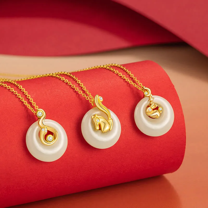 Mythstone Chinese Zodiac Hetian Jade 925 Sterling Silver Abundance Necklace Pendant - Image 3