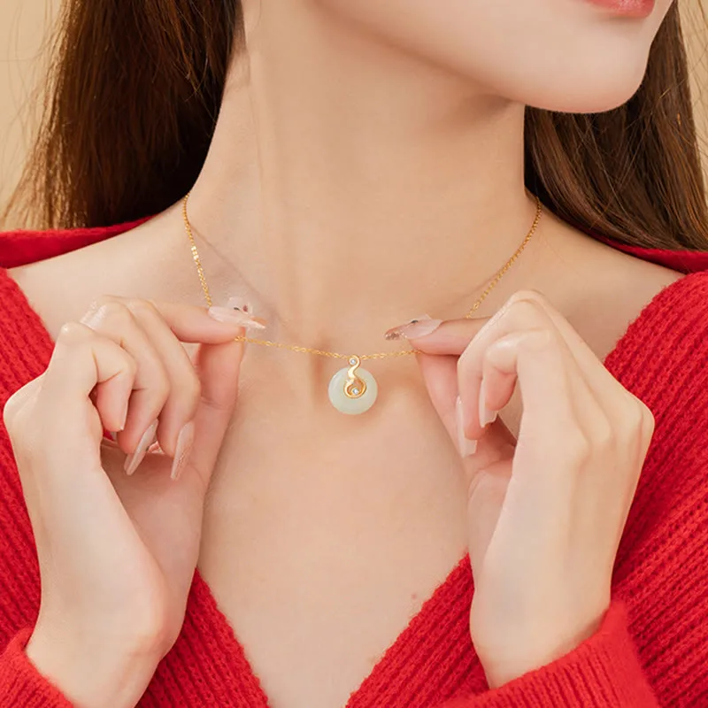 Mythstone Chinese Zodiac Hetian Jade 925 Sterling Silver Abundance Necklace Pendant - Image 21