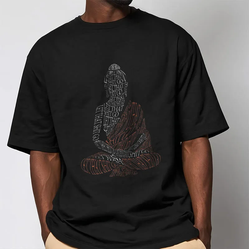 Mythstone Meditating Buddha Let That Shit Go Pattern Tee T-shirt - Image 7