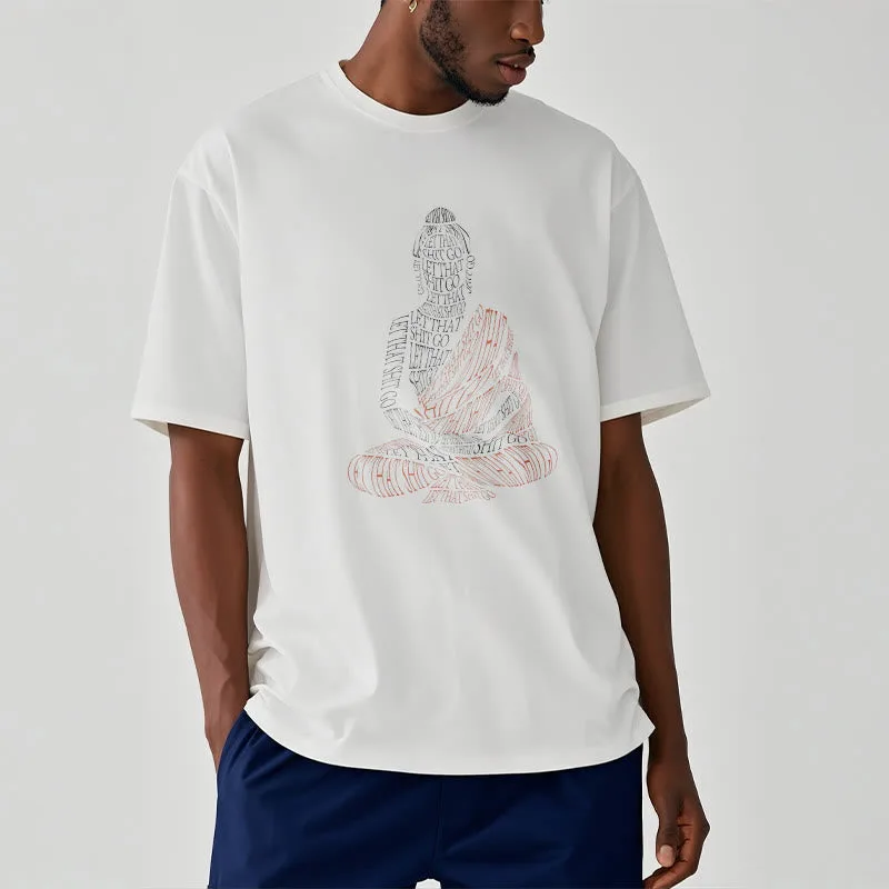 Mythstone Meditating Buddha Let That Shit Go Pattern Tee T-shirt - Image 2