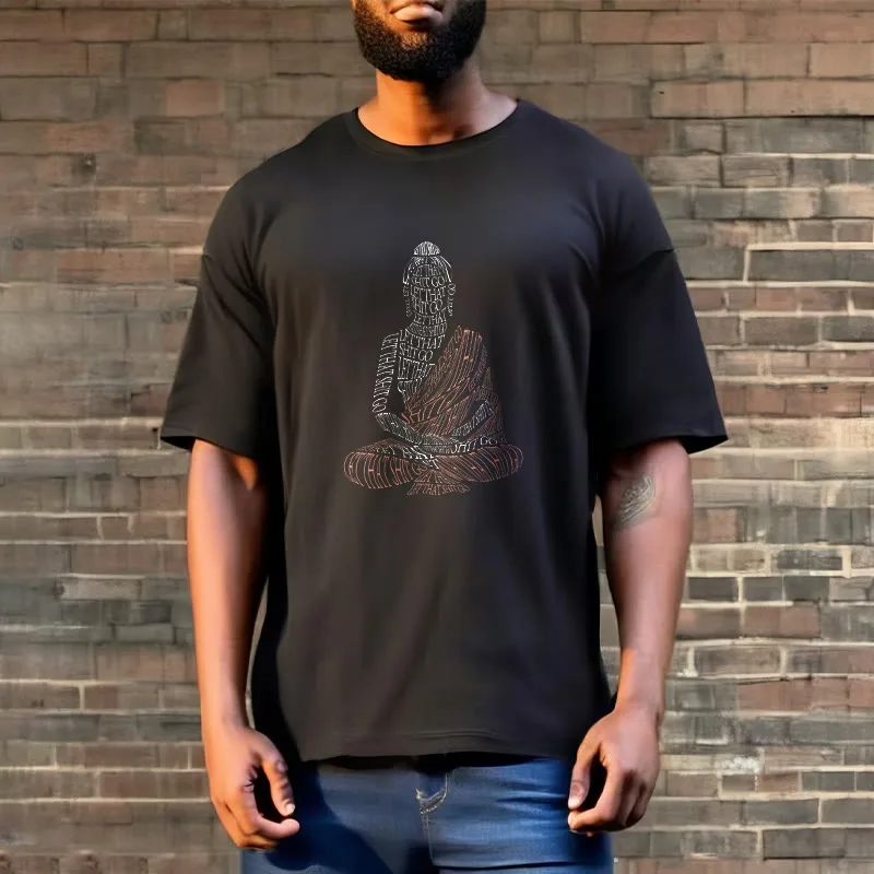 Mythstone Meditating Buddha Let That Shit Go Pattern Tee T-shirt - Image 6