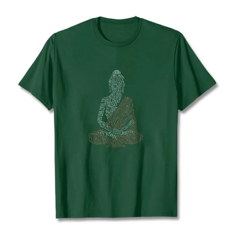 Mythstone Meditating Buddha Let That Shit Go Pattern Tee T-shirt - Image 11