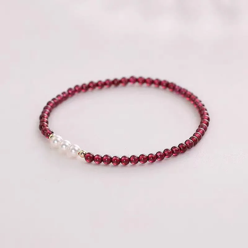 Mythstone Natural Small Garnet Pearl Beads Protection Bracelet - Image 3