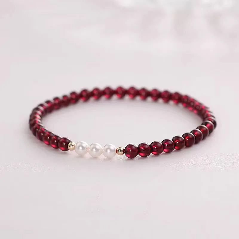 Mythstone Natural Small Garnet Pearl Beads Protection Bracelet - Image 4