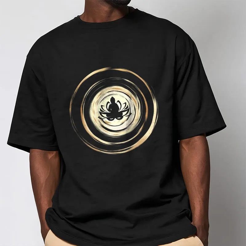 Mythstone Meditating Buddha Lotus Pattern Tee T-shirt - Image 2