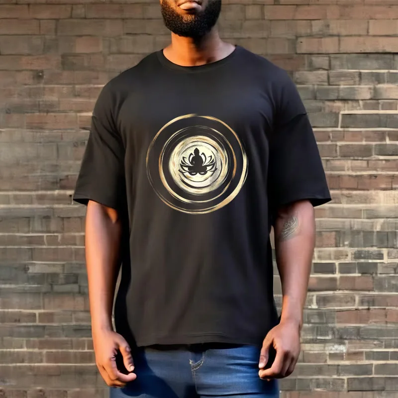 Mythstone Meditating Buddha Lotus Pattern Tee T-shirt - Image 3