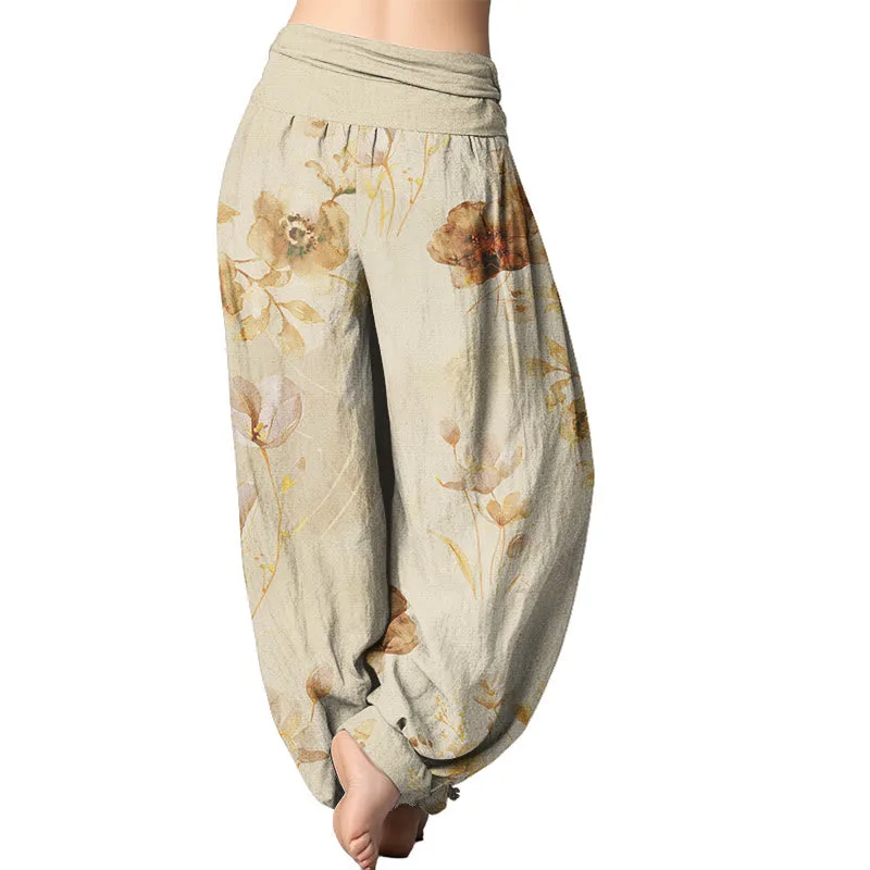 Mythstone Blooming Varying Flower Pattern Women's Elastic Waist Harem Pants - Image 3