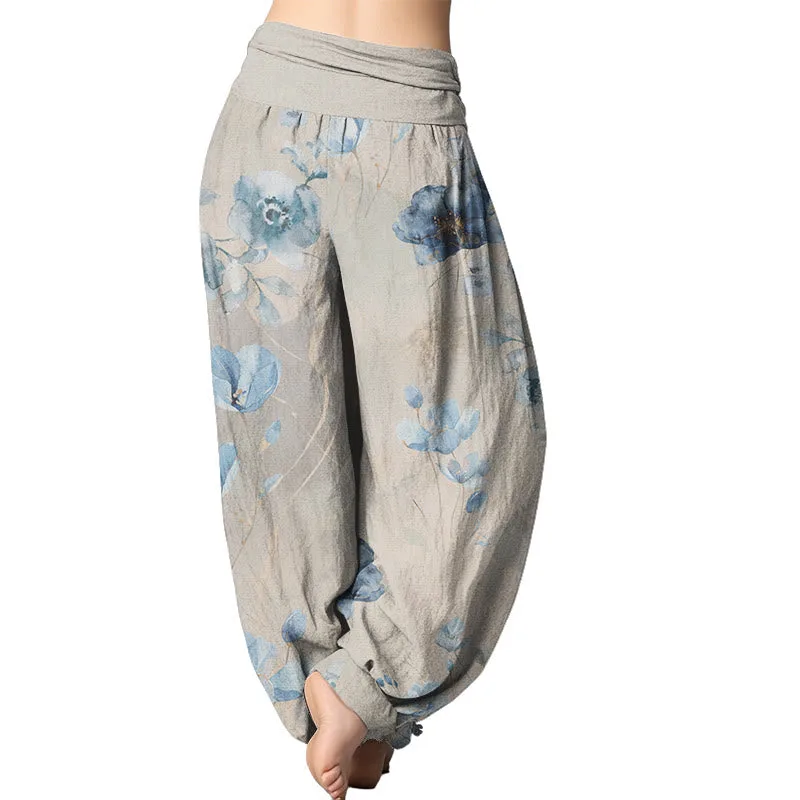 Mythstone Blooming Varying Flower Pattern Women's Elastic Waist Harem Pants - Image 7