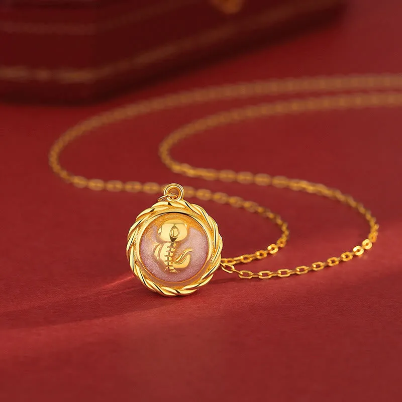 Mythstone 925 Sterling Silver Golden Year Of The Snake Calm Necklace Pendant - Image 2