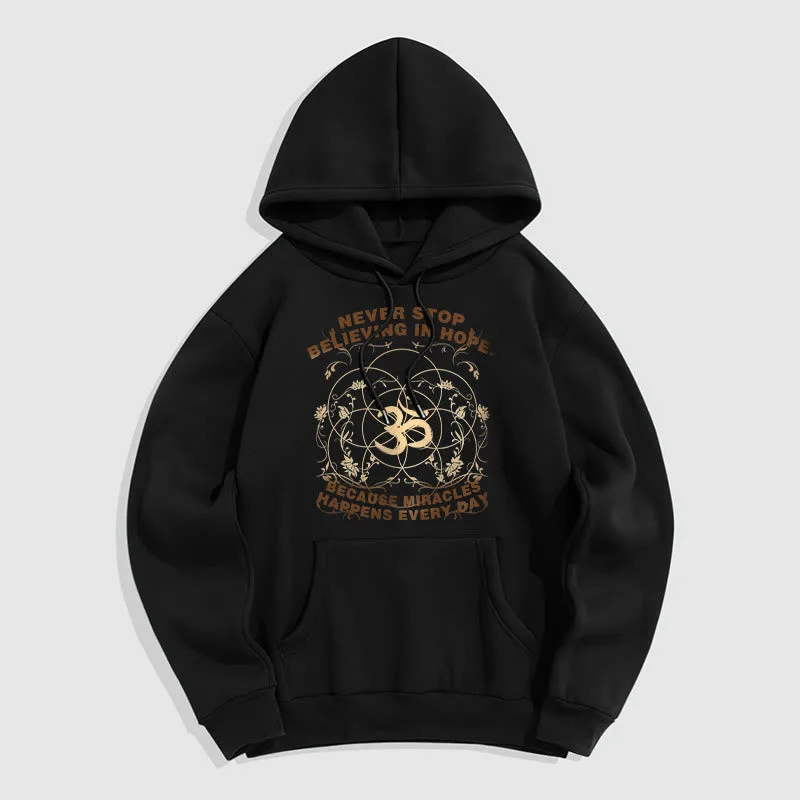 Mythstone Never Stop Believing In Hope Om Lotus Design Fleece Lined Hoodie - Image 10