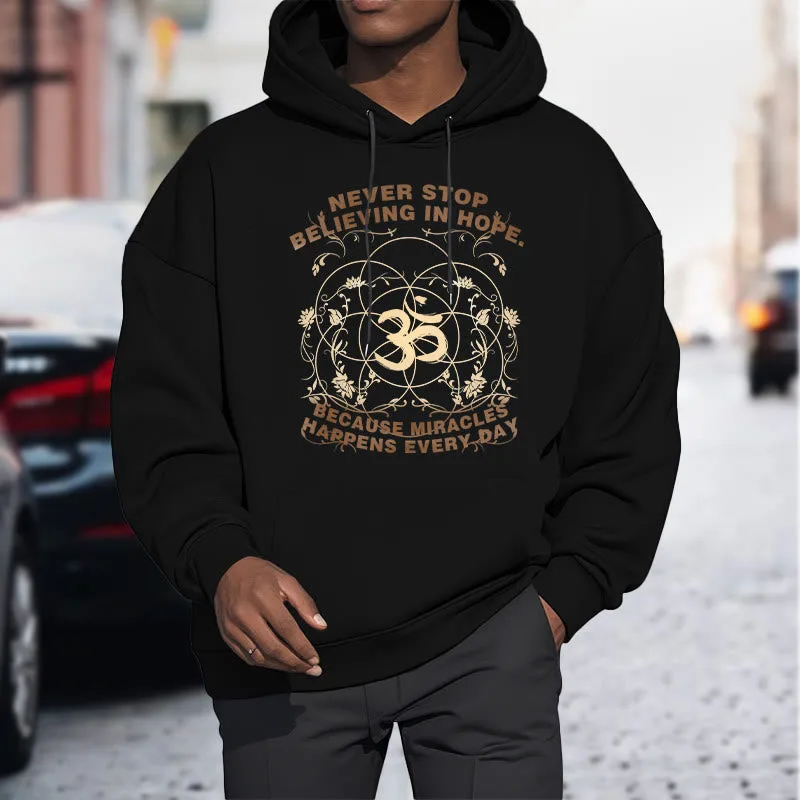 Mythstone Never Stop Believing In Hope Om Lotus Design Fleece Lined Hoodie - Image 11