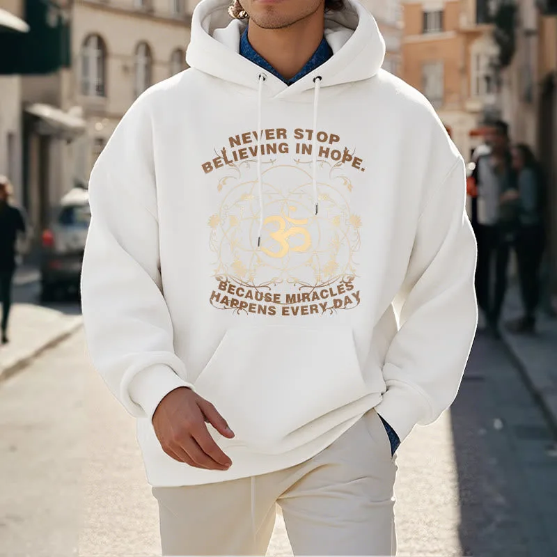 Mythstone Never Stop Believing In Hope Om Lotus Design Fleece Lined Hoodie - Image 15
