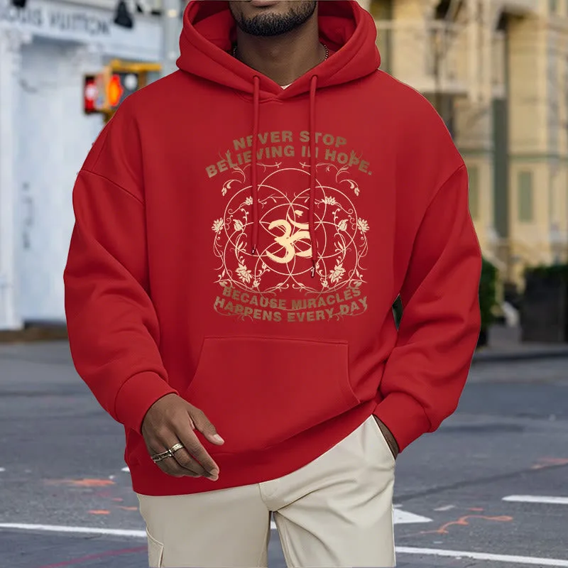 Mythstone Never Stop Believing In Hope Om Lotus Design Fleece Lined Hoodie - Image 23
