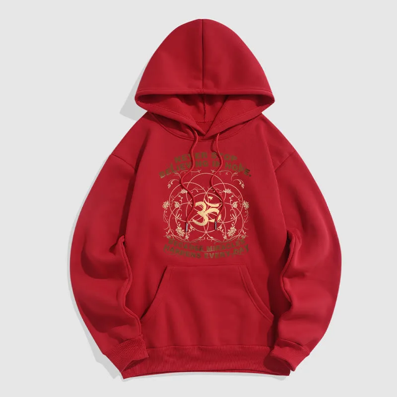 Mythstone Never Stop Believing In Hope Om Lotus Design Fleece Lined Hoodie - Image 22