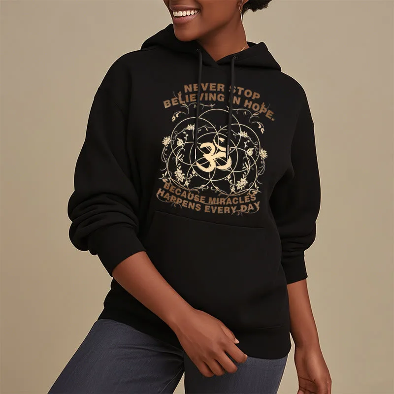 Mythstone Never Stop Believing In Hope Om Lotus Design Fleece Lined Hoodie - Image 12