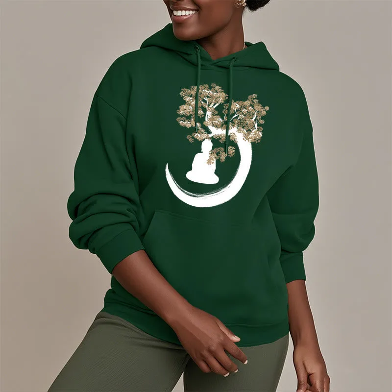 Mythstone Buddha Sitting Under The Tree Fleece Lined Hoodie - Image 3