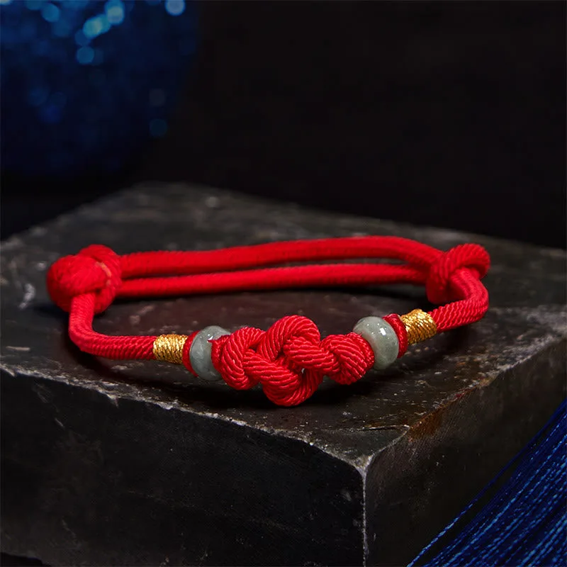 Mythstone Red String Jade Luck Fortune Knot Braided Couple Bracelet