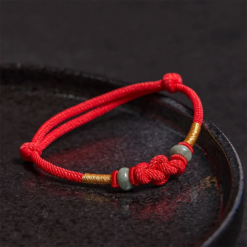 Mythstone Red String Jade Luck Fortune Knot Braided Couple Bracelet - Image 2