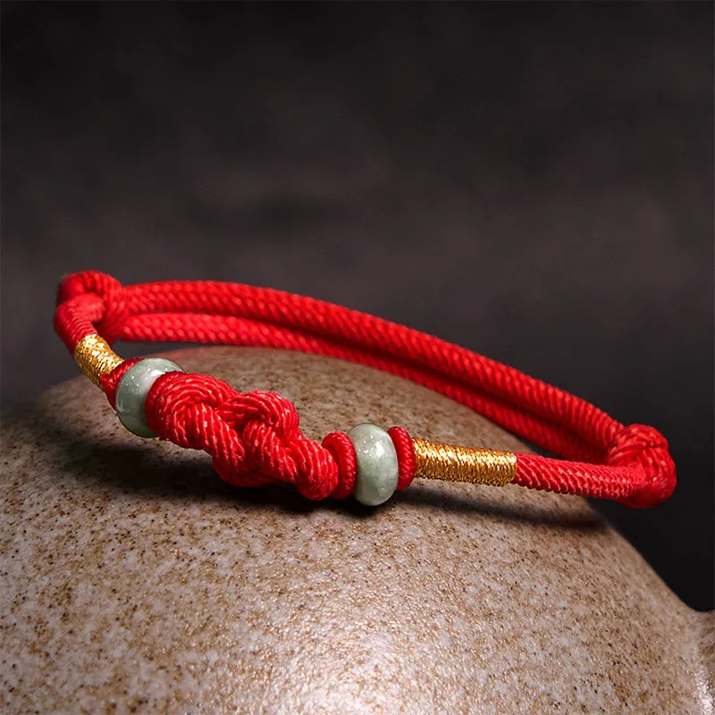 Mythstone Red String Jade Luck Fortune Knot Braided Couple Bracelet - Image 3