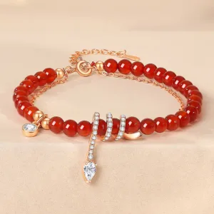 Mythstone Red Agate 925 Sterling Silver Rosegold Year Of The Snake Confidence Bracelet