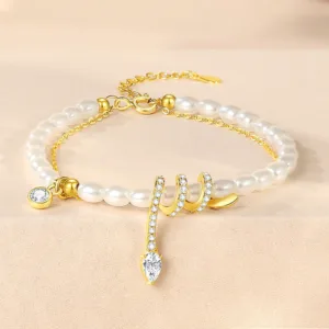 Mythstone 925 Sterling Silver Year Of The Snake Pearl Bracelet Necklace Pendant