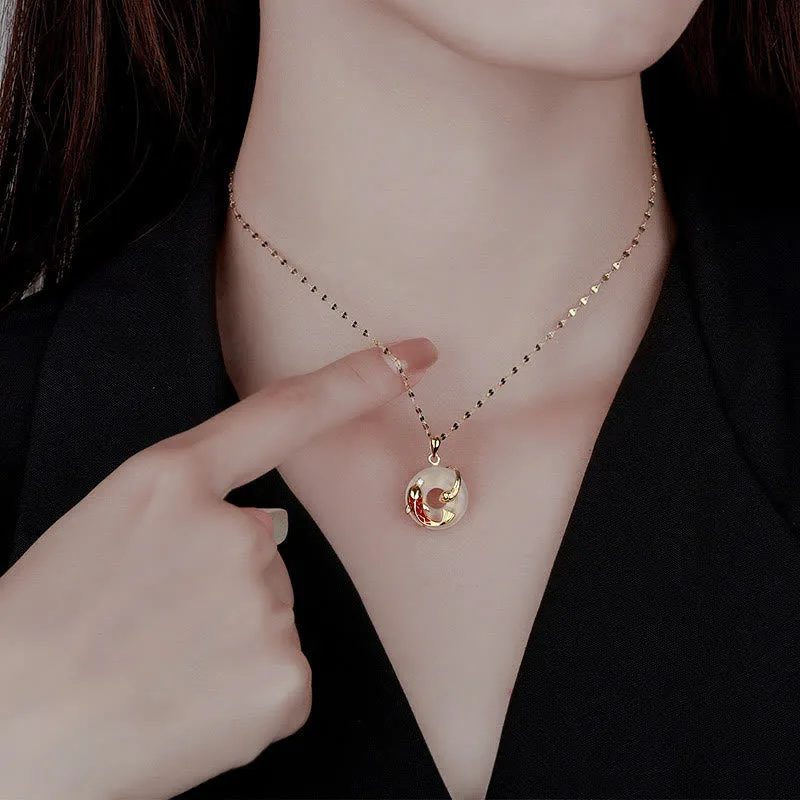 Mythstone - Chalcedony Peace Buckle 999 Sterling Silver Koi Fish Year Of The Snake Positive Necklace Pendant - Image 3