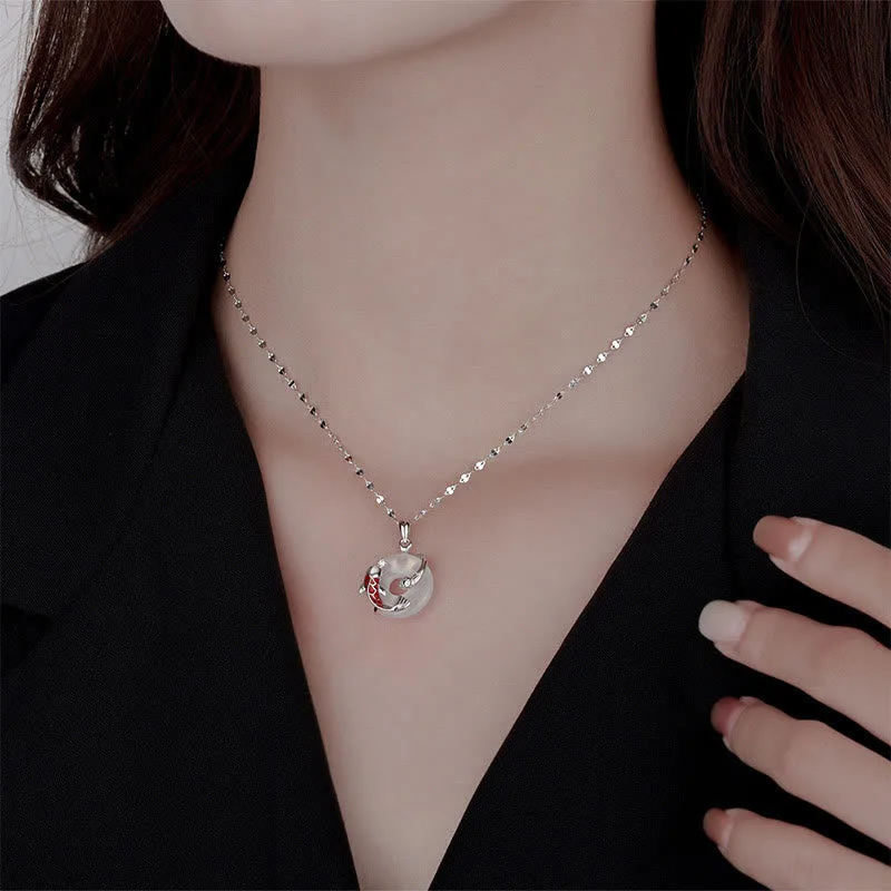 Mythstone - Chalcedony Peace Buckle 999 Sterling Silver Koi Fish Year Of The Snake Positive Necklace Pendant - Image 11