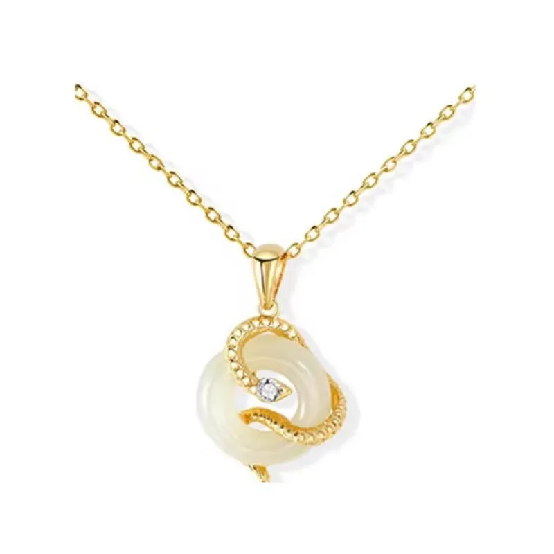 Mythstone Natural Hetian Jade 925 Sterling Silver Year Of The Snake Peace Buckle Luck Necklace Pendant - Image 9