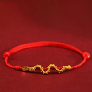 Mythstone 999 Gold Year of the Snake Handmade Luck StrengthBraided Bracelet Anklet