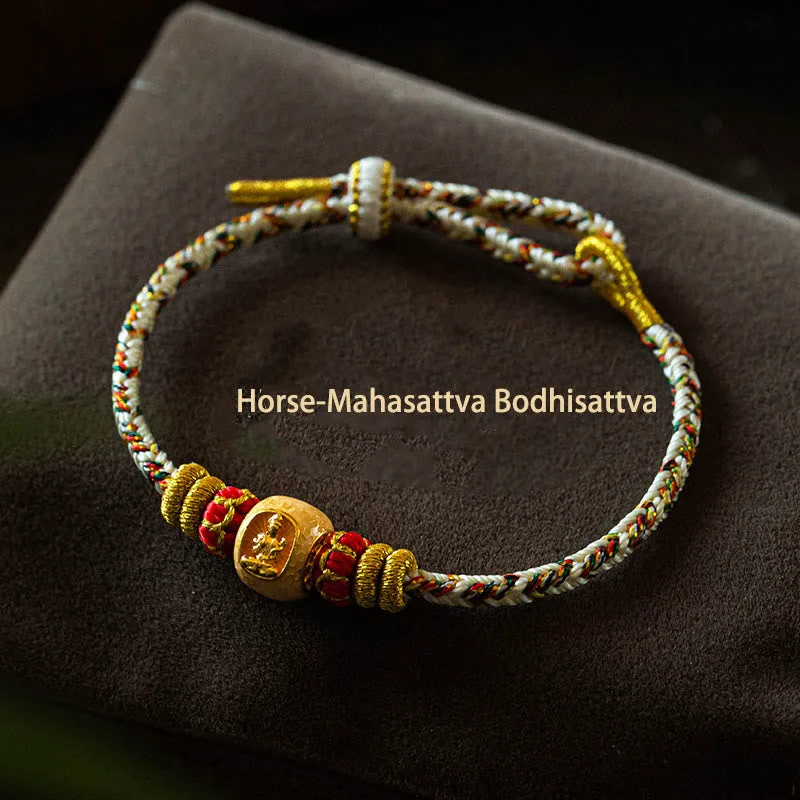 Mythstone 999 Gold Chinese Zodiac Natal Buddha Year of the Snake Luck Handcrafted Rope Bracelet - Image 26