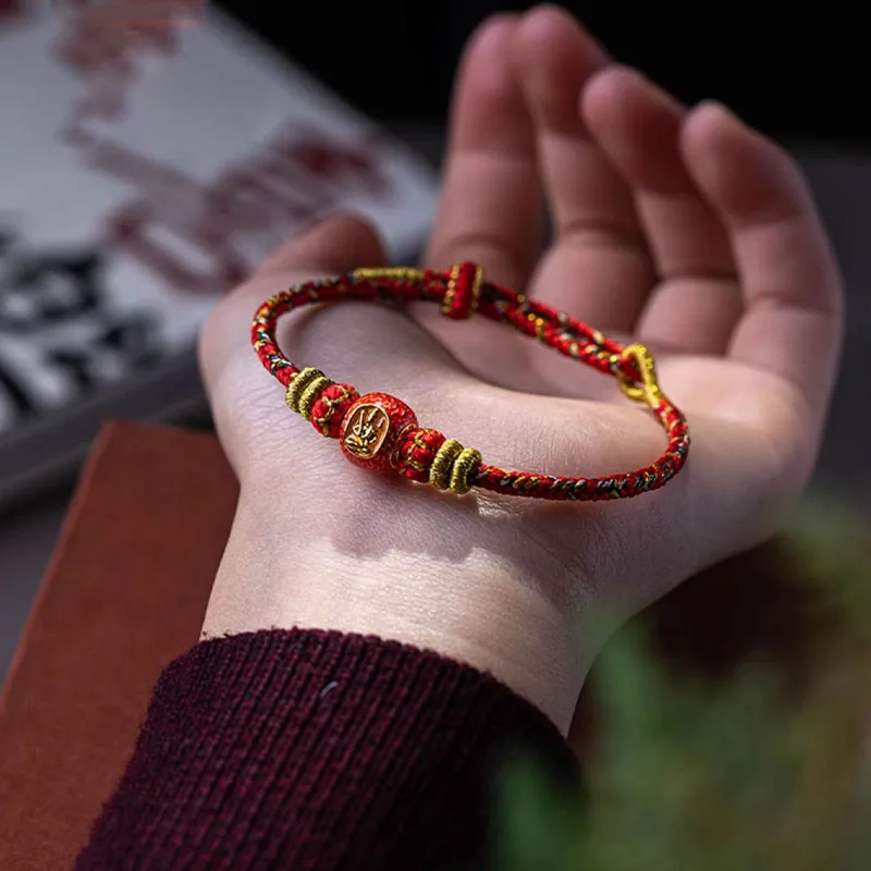 Mythstone 999 Gold Chinese Zodiac Natal Buddha Year of the Snake Luck Handcrafted Rope Bracelet - Image 24