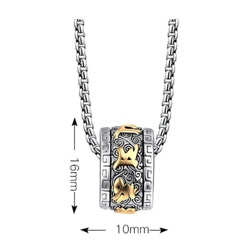 Mythstones Tibetan Om Mani Padme Hum Titanium Steel Peace Necklace Pendant - Image 5