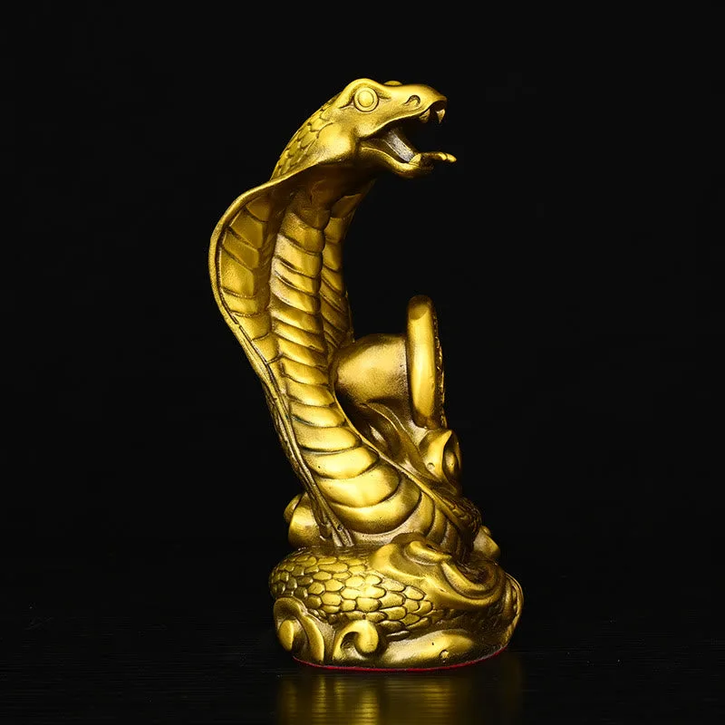 Mythstone Year Of The Snake Fu Character Auspicious Clouds Fortune Brass Home Statue Decoration - Image 3