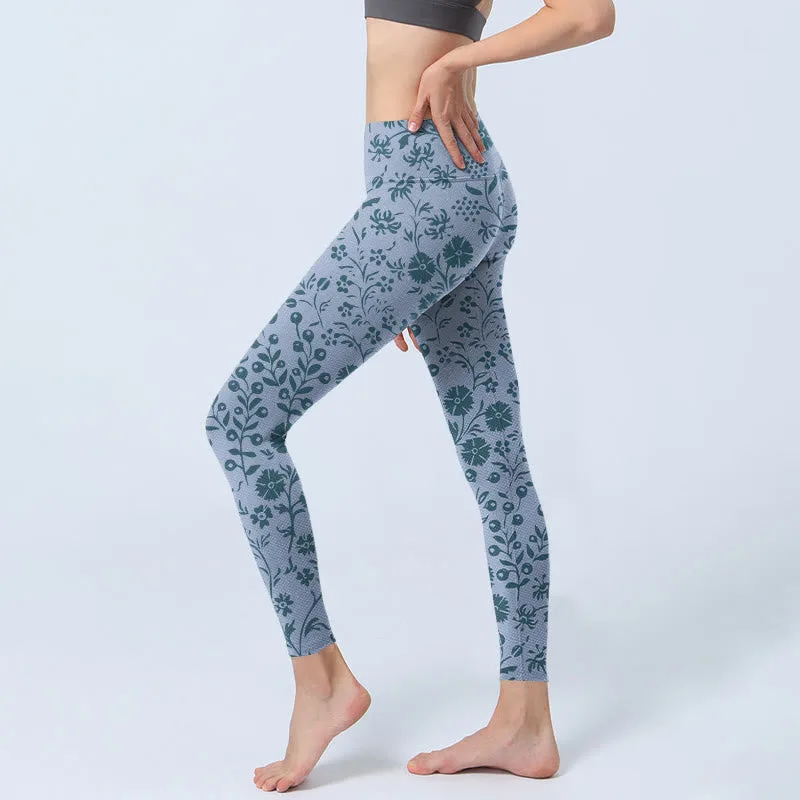 Mythstone Lush Flowers Plants Print Gym Leggings Women's Yoga Pants - Image 3