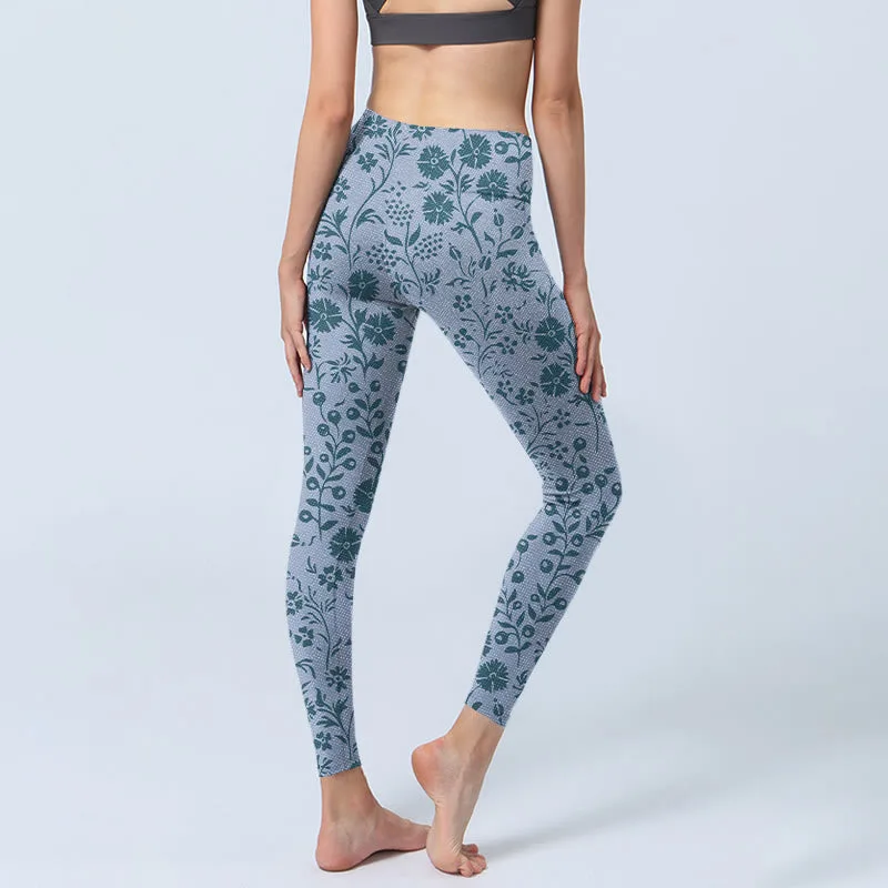 Mythstone Lush Flowers Plants Print Gym Leggings Women's Yoga Pants - Image 4