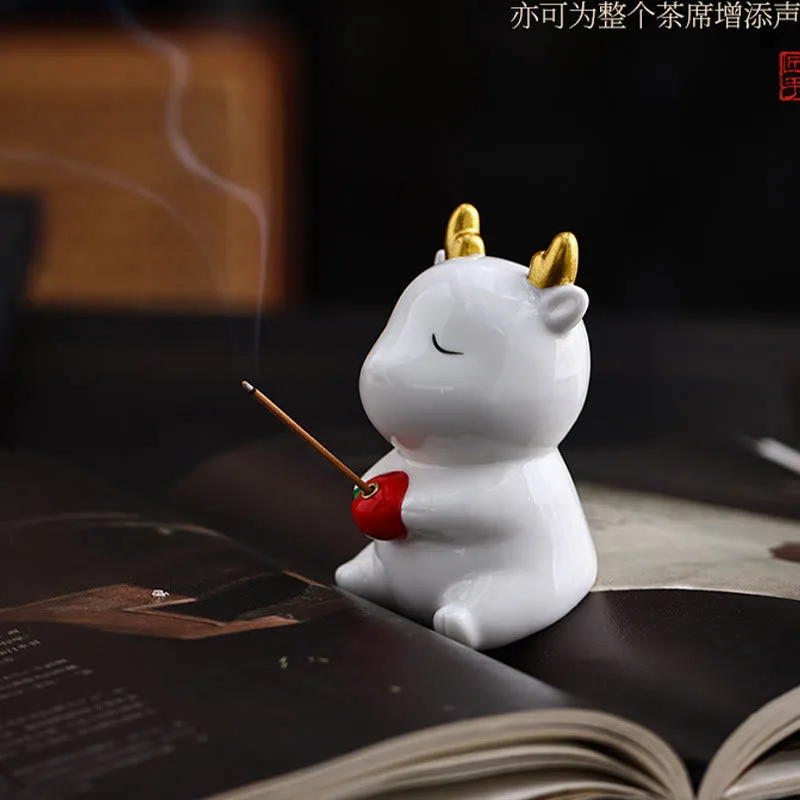 Mythstone Cute Deer Holder Healing Ceramic Incense Burner Desk Decoration - Image 4