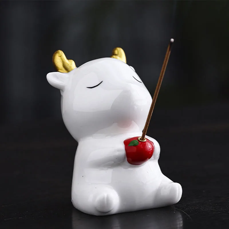 Mythstone Cute Deer Holder Healing Ceramic Incense Burner Desk Decoration - Image 7