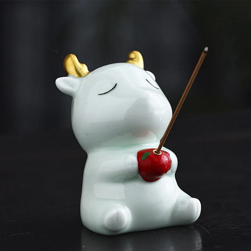 Mythstone Cute Deer Holder Healing Ceramic Incense Burner Desk Decoration - Image 9
