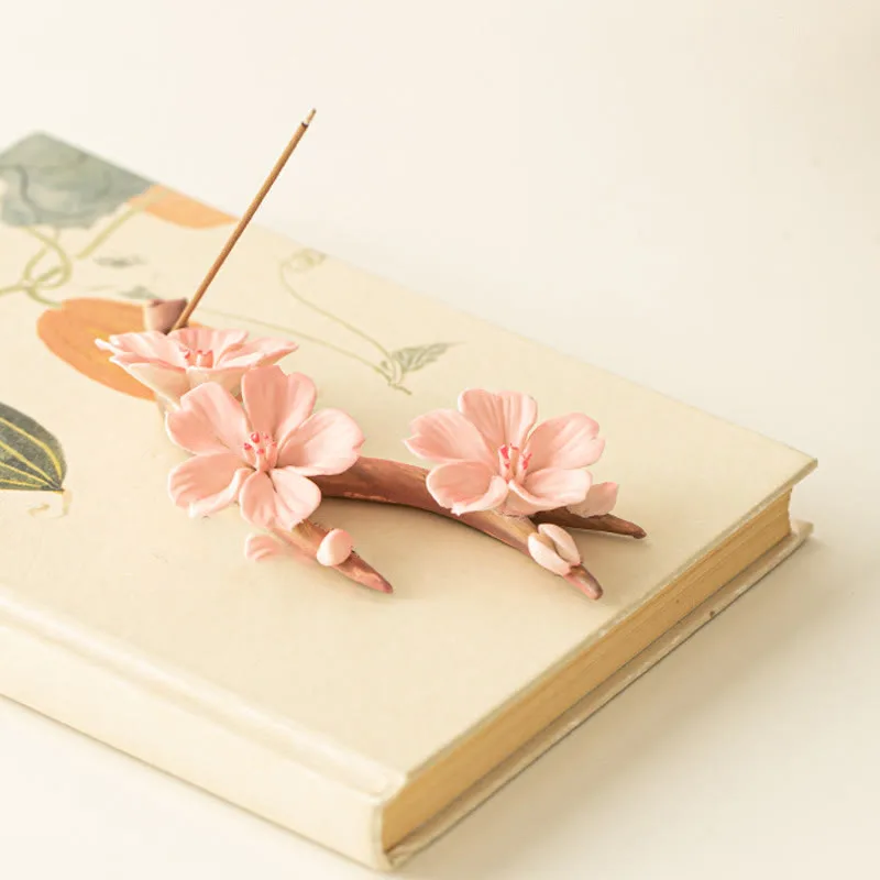 Mythstone Blooming Plum Blossom Branches Ceramic Healing Incense Burner Desk Decoration - Image 7
