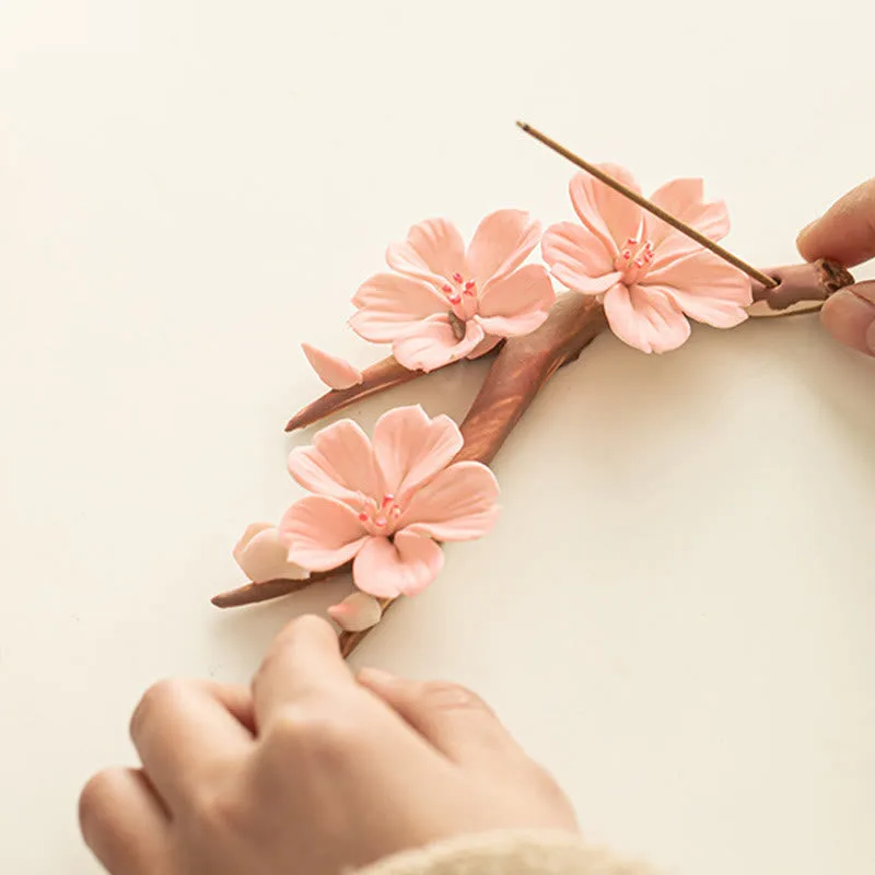 Mythstone Blooming Plum Blossom Branches Ceramic Healing Incense Burner Desk Decoration - Image 4