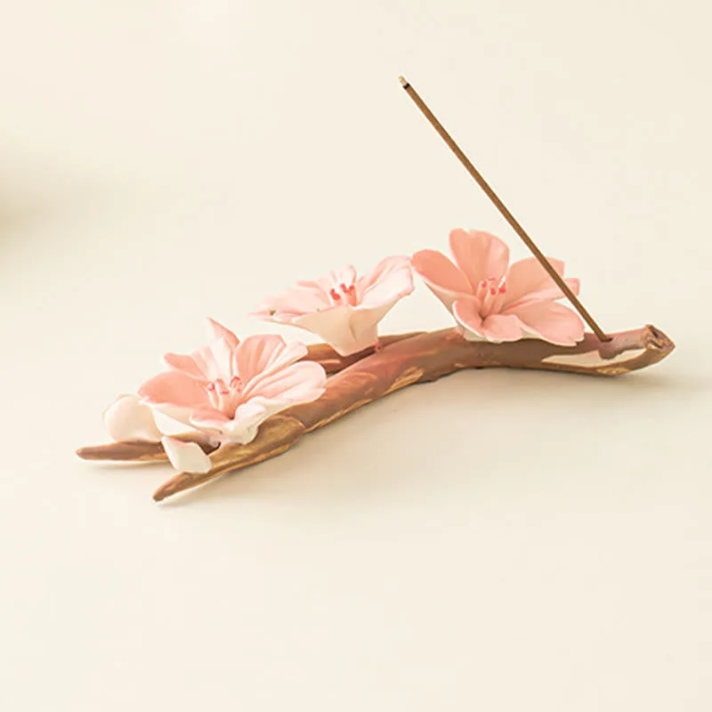 Mythstone Blooming Plum Blossom Branches Ceramic Healing Incense Burner Desk Decoration - Image 5