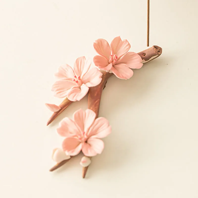 Mythstone Blooming Plum Blossom Branches Ceramic Healing Incense Burner Desk Decoration - Image 3